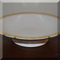 P40. White Hungarian footed bowl with gold rim. 11”w - $22 